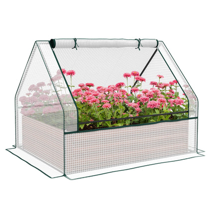 Outsunny Galvanized Raised Garden Bed with Mini Greenhouse Cover