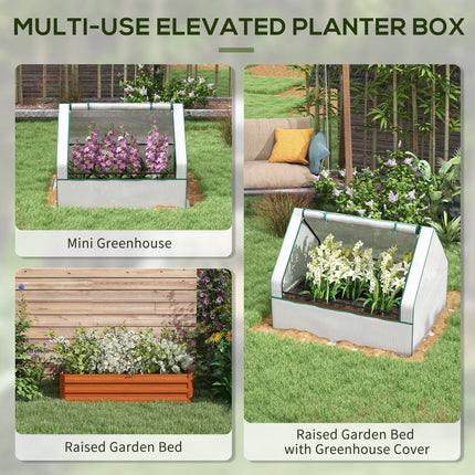 Outsunny Galvanized Raised Garden Bed with Mini Greenhouse Cover