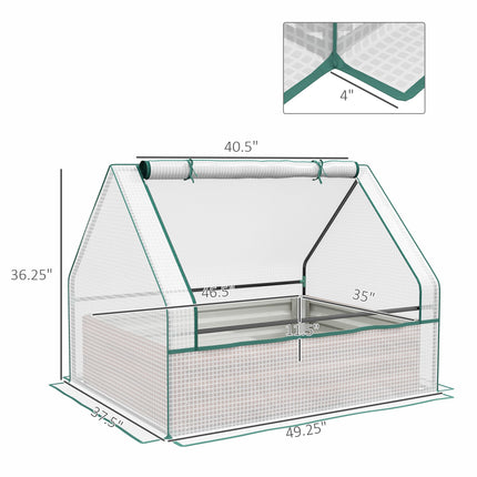 Outsunny Galvanized Raised Garden Bed with Mini Greenhouse Cover