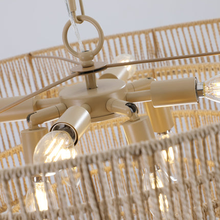 Room & Decor Bohemian 5-Tier Woven Rattan Pendant Light - 23.6