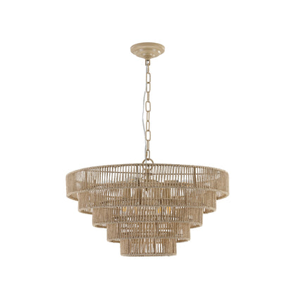 Room & Decor Bohemian 5-Tier Woven Rattan Pendant Light - 23.6
