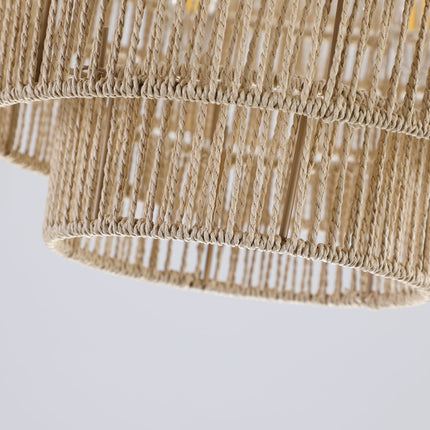 Room & Decor Bohemian 5-Tier Woven Rattan Pendant Light - 23.6