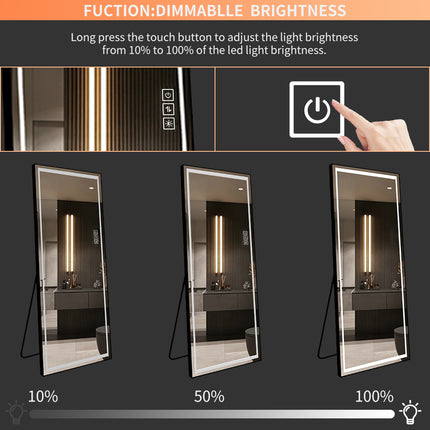 Room and Decor LED Full Length Mirror with Lights - Tall & Modern Desi