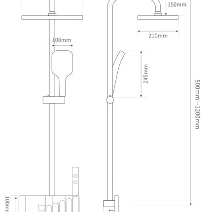 Elegant Piano Key Design Shower System with LED Lighting & Rai