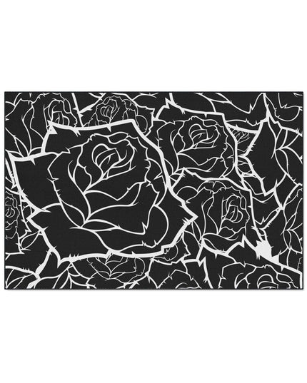 Customizable Elegant Black and White Floral Non-Slip Mat