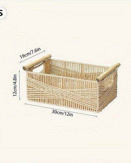 Charming Oversized Wicker Storage Basket with Comfortable Handles - Stylish Open Top Organizer for Any Room