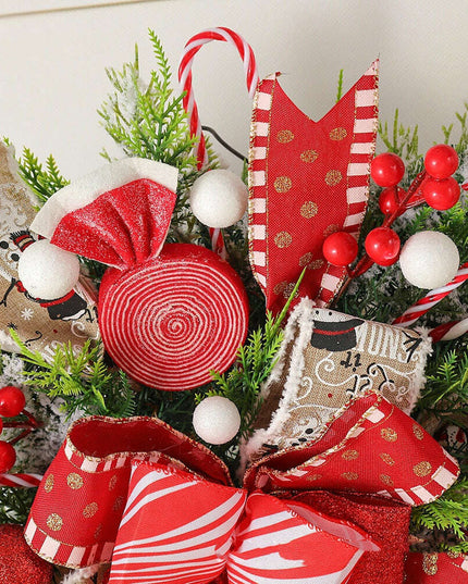 Christmas Wreath Candy Upside Down Tree Garland Artificial Xmas Ornament Hpme Porch Window Door Wall Hanging Decoration