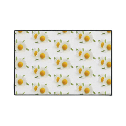 Opulent Chamomile Area Rug with Stylish Black Trim