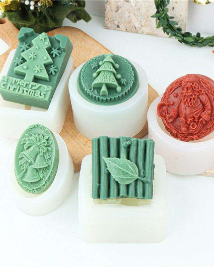 Elegant Holiday Candle Making Set: Santa Bell & Christmas Tree Molds