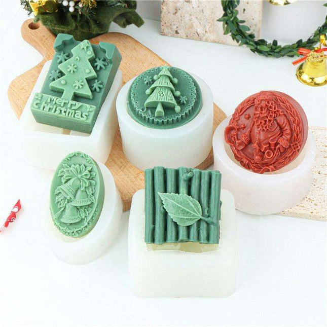 Elegant Holiday Candle Making Set: Santa Bell & Christmas Tree Molds