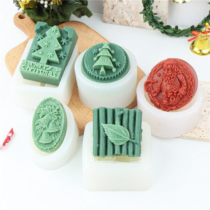 Deluxe Holiday Candle Creation Set: Santa Bell & Christmas Tree Silicone Molds