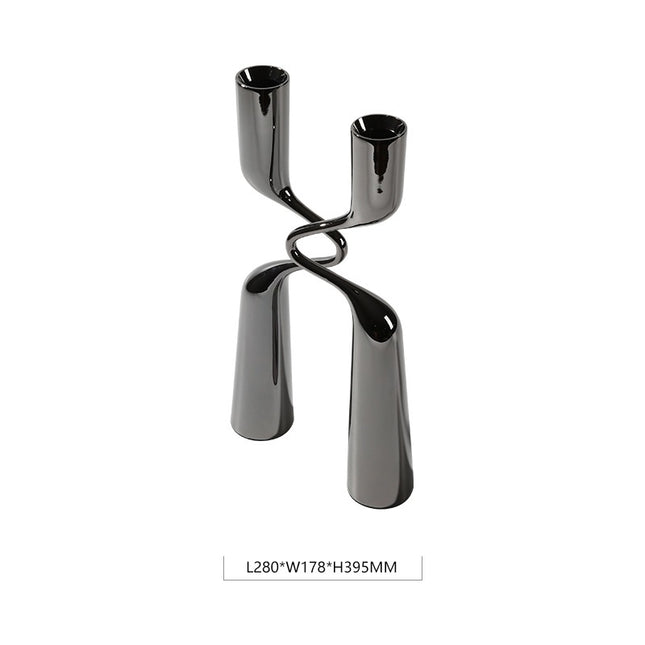 Modern Luxury Silver Metal Candle Holder Ornament For Home Decor