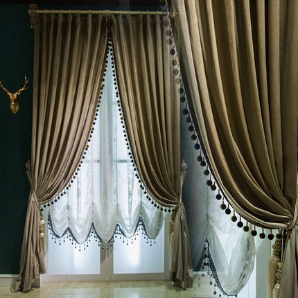 Peekaboo Studio Gray Velvet Blackout Curtains - European Style, Living