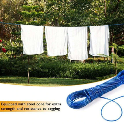 20m Heavy-Duty Steel-Cored Clothesline - Perfect for Indoor and Outdoor Use - Très Elite
