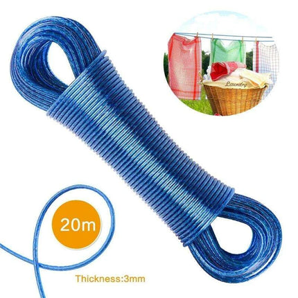 20m Heavy-Duty Steel-Cored Clothesline - Perfect for Indoor and Outdoor Use - Très Elite