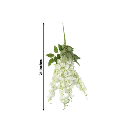 AliKopy 6 Pack Cream Silk Wisteria Vines - Long 21" Hanging Plants