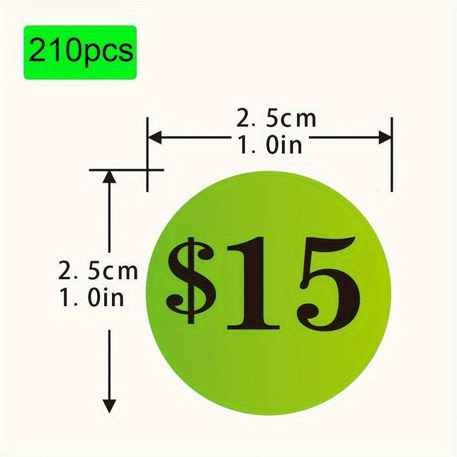 210-Pack Self-Adhesive Dollar Price Labels - 1-Inch Stickers for Hassle-Free Pricing at Garage Sales and Flea Markets