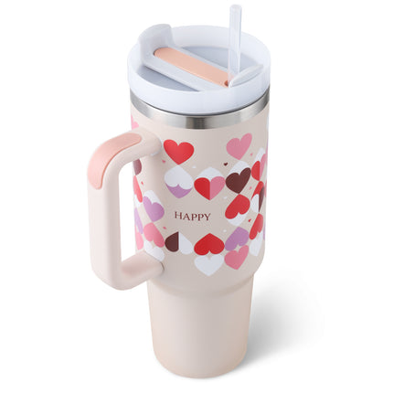 Peekaboo Studio 40 Oz Insulated Tumbler with Handle & Straw, Spill Pro