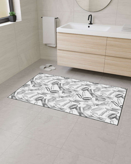 Customizable Monochrome Non-Slip Polyester Floor Mat with Chic Black Border