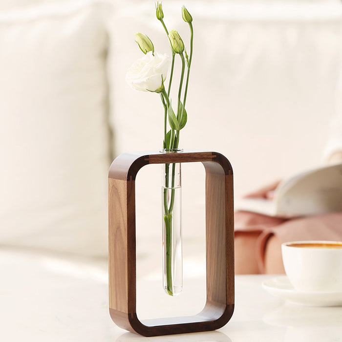 Black Walnut Hydroponic Vase: Artisan Crafted Elegance for Stylish Plant Display