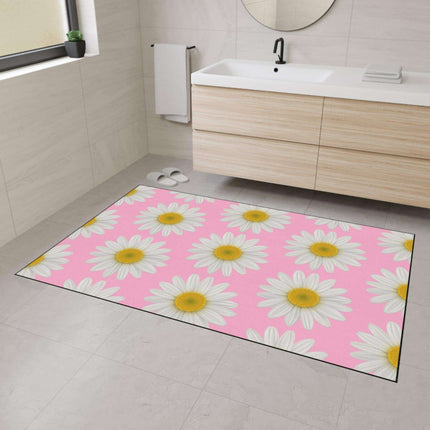 Chic Pink Daisy Personalized Area Rug with Non-Slip Backing - Luxurious Design