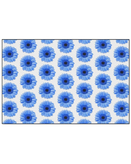 Elegant Blue Daisy Anti-Skid Luxe Area Rug