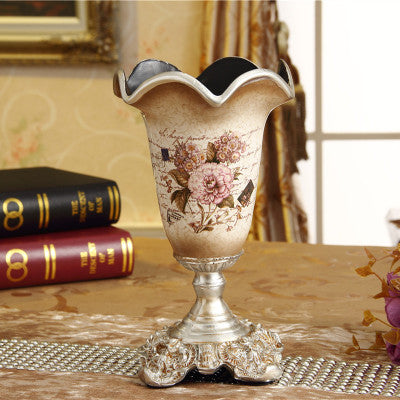 European Style Diamond High Vase – Handmade Resin Decor for Living Room (16x26 cm)