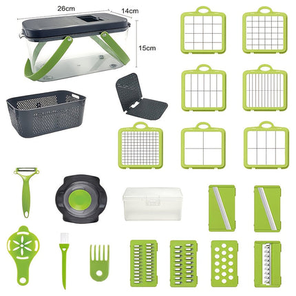 22-in-1 Manual Food Chopper – 14 Blades, Versatile Slicing