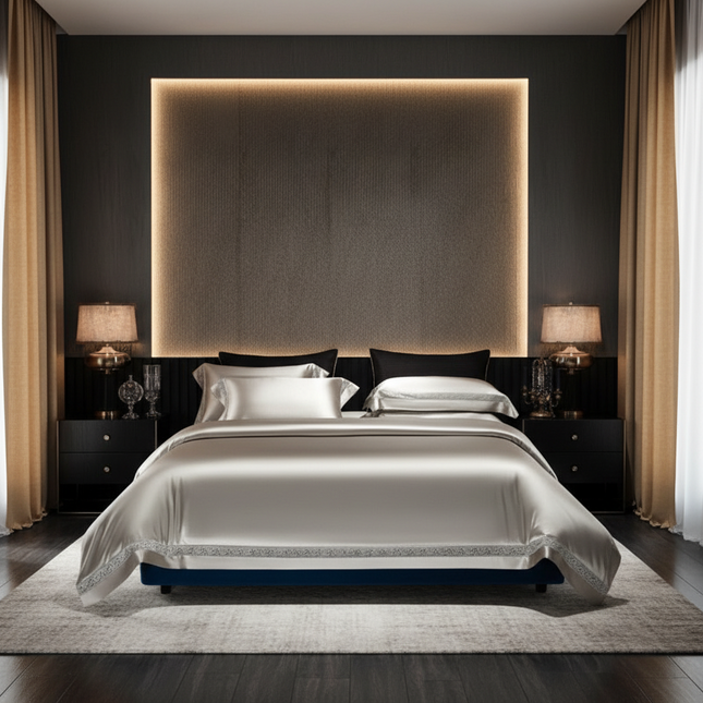 Silk Cotton Satin Hollow-out Four-piece Bedding Set