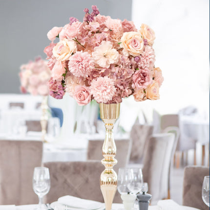 AliKopy 22-Inch Dusty Rose Silk Flower Centerpiece - Pre-Arranged Deco