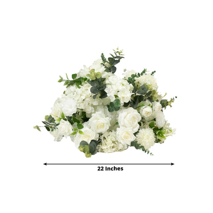 AliKopy 22-Inch White Silk Flower Centerpiece - Pre-Arranged Floral Ba