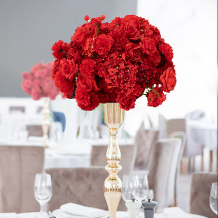 AliKopy 22-Inch Red Silk Flower Centerpiece - Pre-Arranged, Wedding De