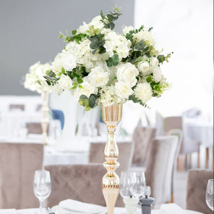 AliKopy 22-Inch White Silk Flower Centerpiece - Pre-Arranged Floral Ba