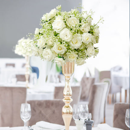 AliKopy 22-Inch White Silk Rose Centerpiece - Pre-Made, Elegant Décor