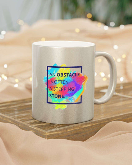 Chic Metallic Ceramic Coffee Mug - Elegant Silver & Gold Design for Stylish Sipping