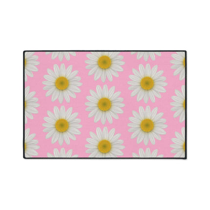Chic Pink Daisy Personalized Area Rug with Non-Slip Backing - Luxurious Design
