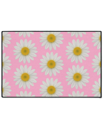 Chic Pink Daisy Personalized Area Rug with Non-Slip Backing - Luxurious Design