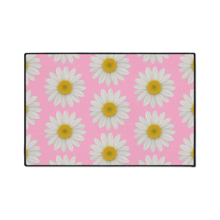 Chic Pink Daisy Personalized Area Rug with Non-Slip Backing - Luxurious Design