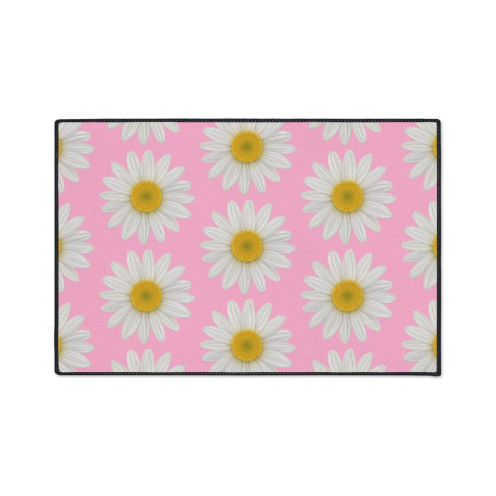 Elegant Pink Daisies Personalized Floor Mat with Safety Backing