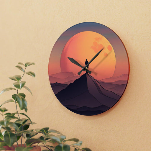 Mountain Landscape Acrylic Wall Clocks - Unique Shapes, Various Sizes | Colorful Designs, Easy Hanging Option