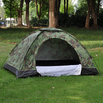 Double Camouflage Camping Tent With Steel Ground Nails And Insect Proof Mesh