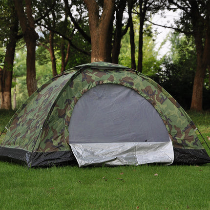 Double Camouflage Camping Tent With Steel Ground Nails And Insect Proof Mesh