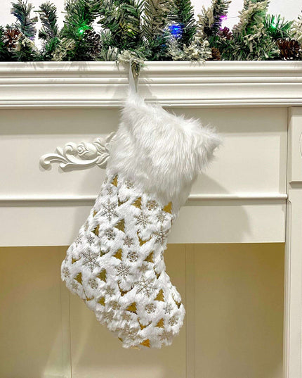 1pc Gilding Plush Christmas Socks Gift Bag Christmas Decorations