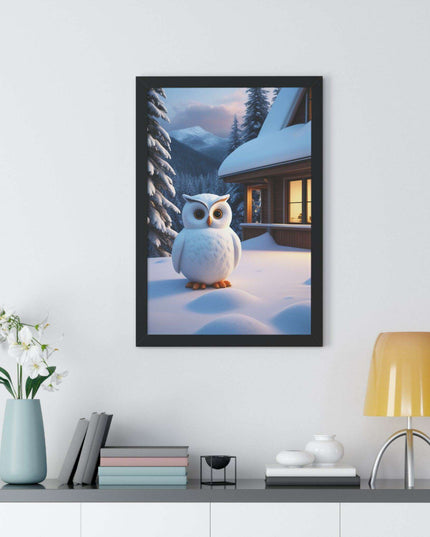 Charming Sustainable Owl Framed Art Print - Maison d'Elite Vertical Poster