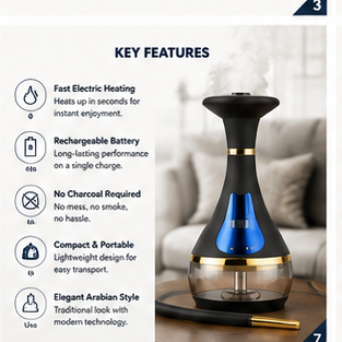 Arabian Electric Hookah — Rechargeable, Fast Heating, Carbon-Free Operation Water Pipes & Bongs new-fast-shipping-arabian-electric-hookah-rechargeable-smoker-fast-heating-carbon-free Home & Kitchen > Kitchen & Dining > Smoking Accessories > Hookahs