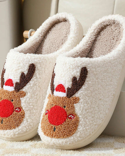 Christmas Shoes Winter Home Slippers Elk Soft Cozy Bedroom Slipper Slip On House Shoes