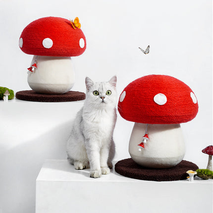 Red Poisonous Mushroom Cat Scratch Board Sisal Cat Toy Umbrella Design