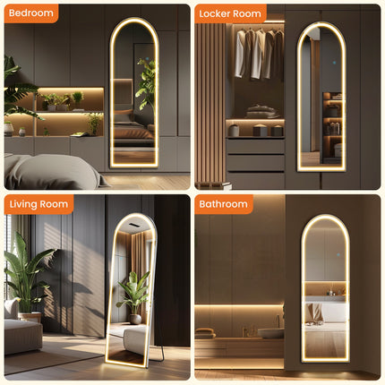 Room & Decor 63" LED Lighted Floor Mirror - 3 Color Options, Stand Inc