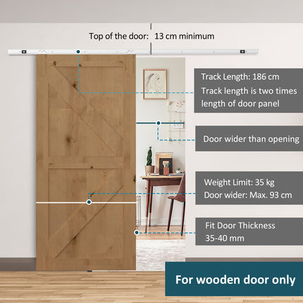 Peekaboo Studio 6FT Sliding Barn Door Hardware Kit - Easy Install, Dur