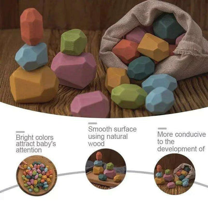 Colorful Wooden Building Blocks Kit for Creative Learning and Logical Development